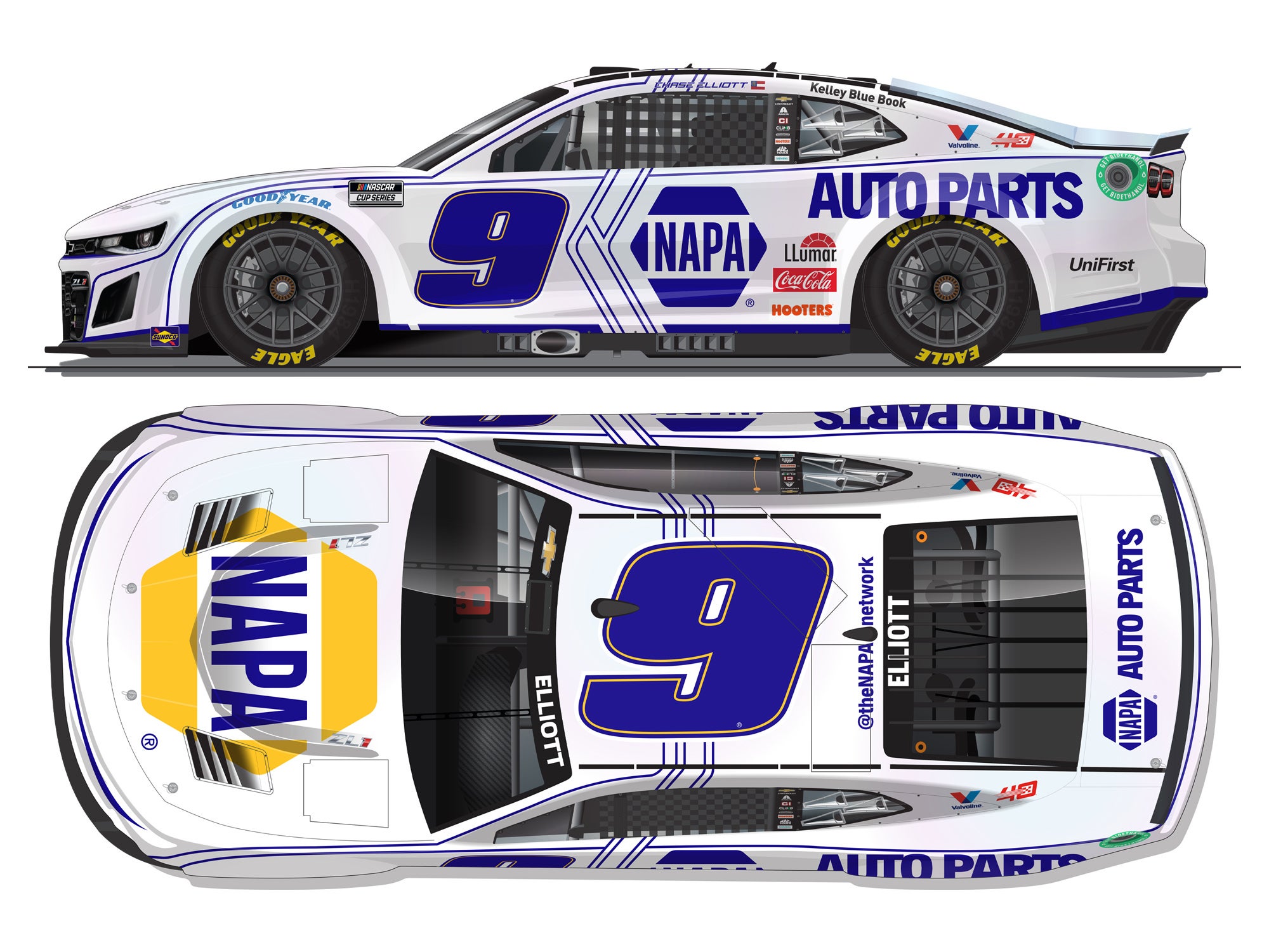 Die cast Chase Elliott 2024 NAPA White Clash Dawsonville History Museum